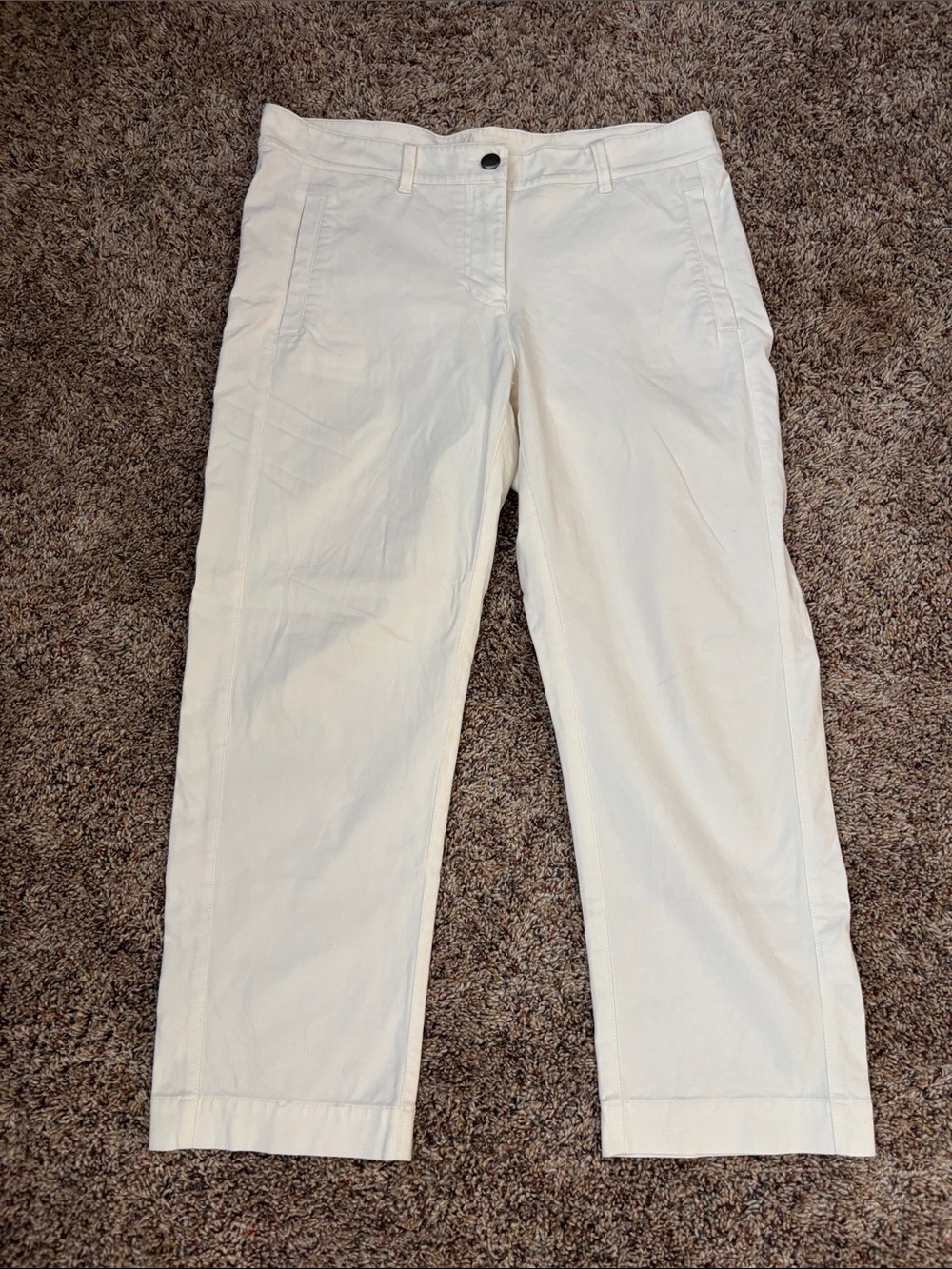 Eileen Fisher Cropped Straight-Leg White Pants